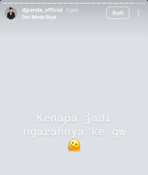 Postingan DJ Panda usai namanya dikaitkan dengan kehamilan Erika Carlina.  [Instagram]
